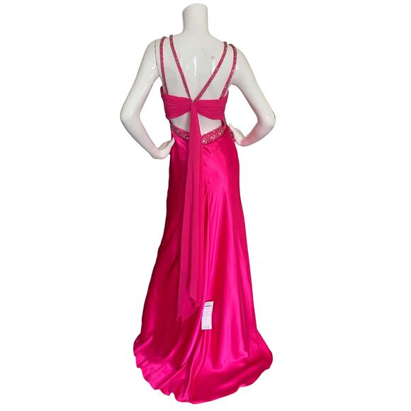Cache Vintage y2k Pink Beaded Rhinestone Prom Dress Gown NWT Size 6 - Picture 3 of 7
